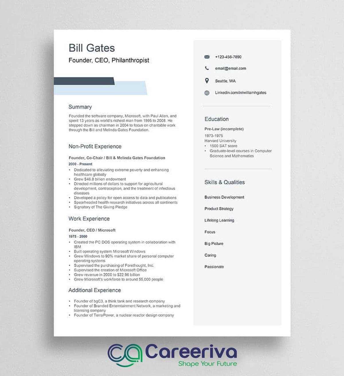 Bill Gates Resume Template